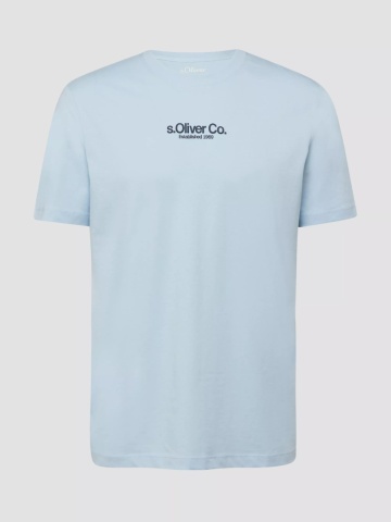 s.Oliver Tricou barbati la baza gatului, din bumbac, Regular fit, Albastru deschis - Img 6