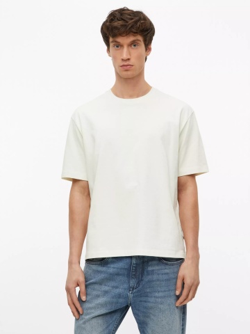 s.Oliver Tricou barbati la baza gatului, din jerseu gros de bumbac, Modern fit, Crem