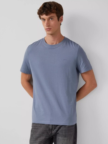 s.Oliver Tricou barbati, Regular fit cu decolteu la baza gatului, imprimeu uni, Bleumarin