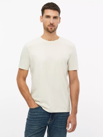 s.Oliver Tricou cu decolteu la baza gatului, barbati, din bumbac, Regular fit, Bej deschis
