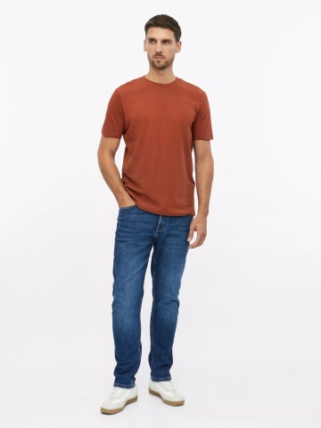 s.Oliver Tricou cu decolteu la baza gatului, barbati, din bumbac, Regular fit, Maro - Img 4
