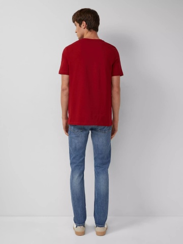 s.Oliver Tricou din jerseu gros, barbati, cu guler rotund si logo, Rosu inchis - Img 6