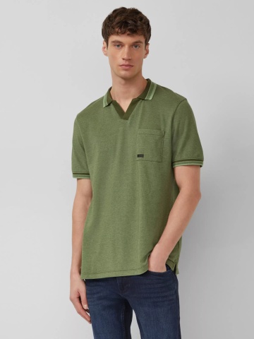s.Oliver Tricou polo barbati cu anchior din bumbac piqué, Regular fit, Verde inchis