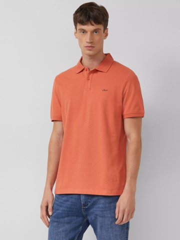 s.Oliver Tricou polo barbati, cu logo, Regular fit, Portocaliu