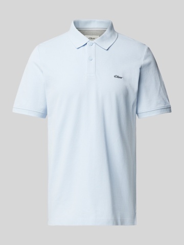 s.Oliver Tricou polo barbati, din 100% bumbac, cu logo, Albastru pastel - Img 5