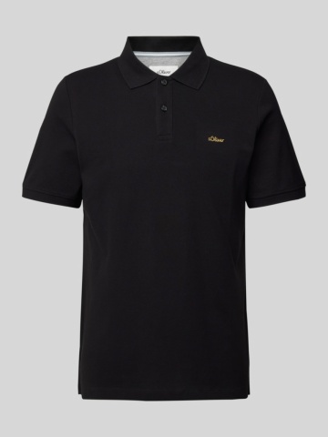 s.Oliver Tricou polo barbati, din 100% bumbac, cu logo, Negru - Img 5