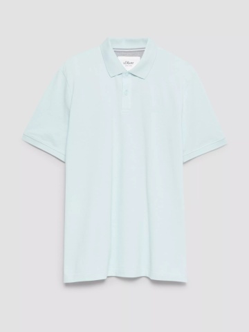 s.Oliver Tricou polo barbati din piqué de bumbac, Regular fit, Albastru deschis - Img 6