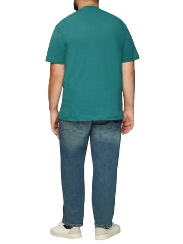 Tricou barbati big sizes la baza gatului din bumbac, cu imprimeu Grafic si croiala Regular fit, Verde - Img 4