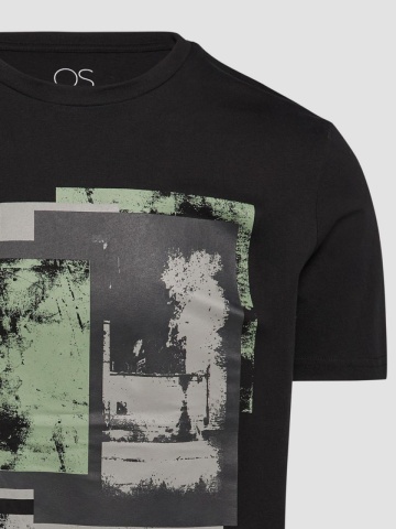 Tricou barbati cu imprimeu abstract in partea din fata, Negru - Img 3