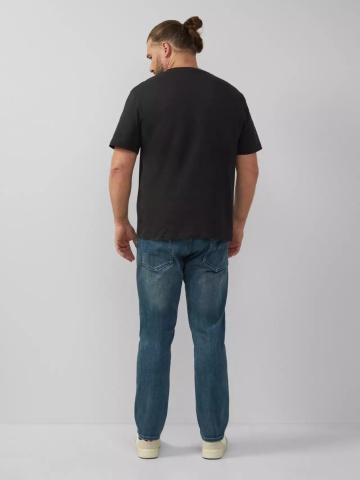 Tricou cu maneca scurta si decolteu la baza gatului, barbati big sizes, Negru - Img 5