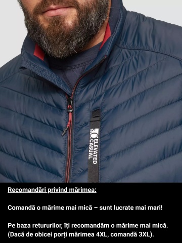 Vesta barbati big sizes cu buzunare oblice, logo, fara gluga, Bleumarin - Img 3