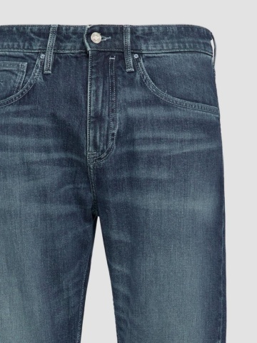 Blugi Mauro, cu talie inalta, croiala Regular Fit, Tapered leg, Albastru inchis - Img 8