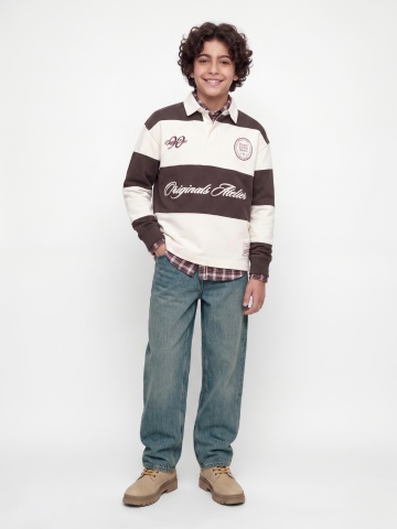 Jack & Jones Blugi baieti, ALEX cu talie inalta si croiala Baggy Fit, Albastru - Img 3