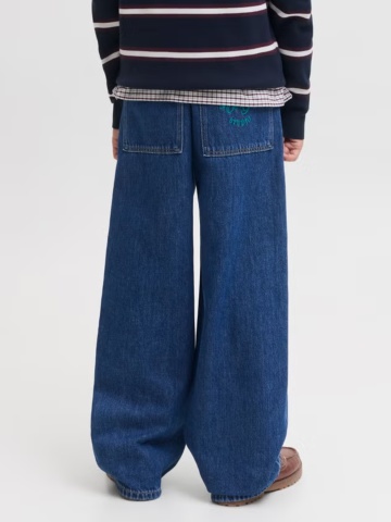 Jack & Jones Blugi baieti, JJIDAVE JJJAX, cu talie inalta si croiala Baggy fit, Albastru inchis - Img 2