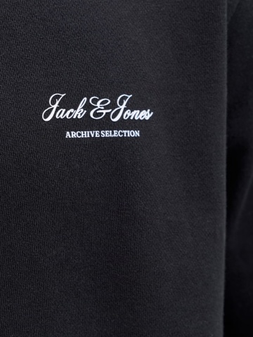 Jack & Jones Bluza barbati, Relaxed fit, cu decolteu la baza gatului, Negru - Img 5
