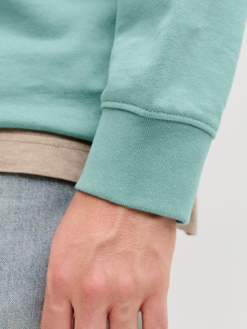 Jack & Jones Bluza barbati, Relaxed fit, cu decolteu la baza gatului, Verde deschis - Img 5