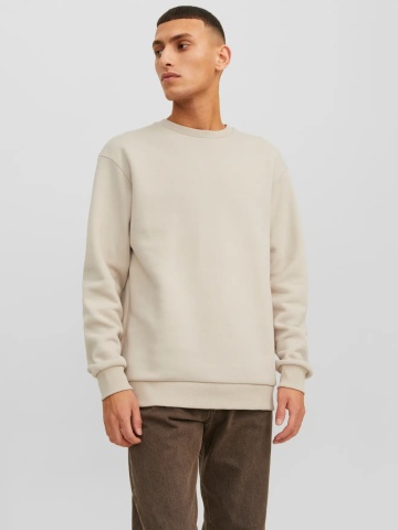 Jack & Jones Bluza barbati, simpla cu decolteu la baza gatului, Bej