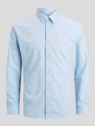 Jack & Jones Camasa barbati, din amestec de bumbac, Slim Fit, Albastru deschis - Img 9