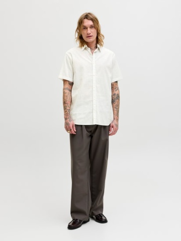 Jack & Jones Camasa de vara barbati, din amestec de in, Regular fit, Alb - Img 6