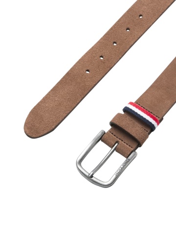 Jack & Jones Curea barbati, din piele intoarsa de vaca, catarama cu stift, Maro - Img 3