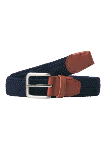 Jack & Jones Curea impletita, barbati, catarama cu stift, Bleumarin inchis