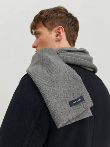 Jack & Jones Fular barbati, cu textura striata, Gri inchis - Img 3
