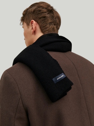 Jack & Jones Fular barbati, cu textura striata, Negru - Img 2
