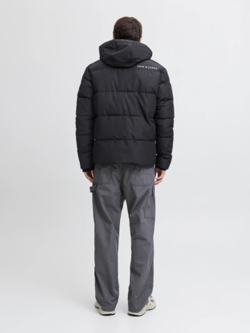 Jack & Jones Geaca barbati, MORGAN PUFFER, cu gluga detasabila, Negru - Img 2