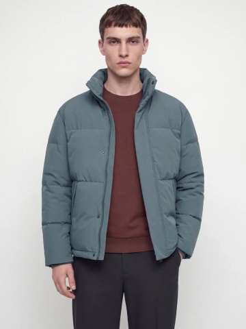 Jack & Jones Geaca barbati, PUFFER, cu guler inalt, JJESOHO, Gri albastrui