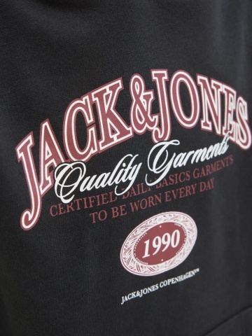 Jack & Jones Hanorac baieti cu imprimeu cu logo si buzunar tip marsupiu, Negru - Img 4
