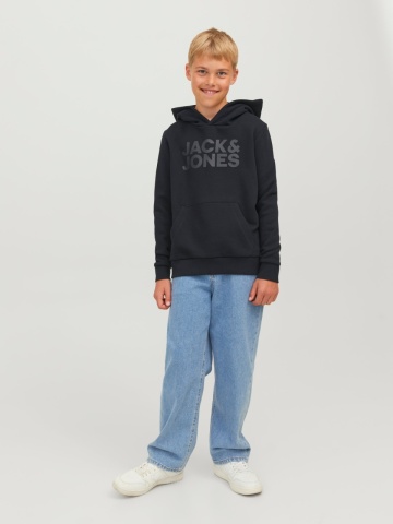 Jack & Jones Hanorac baieti, Regular Fit cu buzunar tip marsupiu si imprimeu cu logo, Negru - Img 5