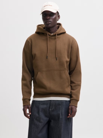 Jack & Jones Hanorac barbati, cu buzunar tip marsupiu, Relaxed Fit, JJEBRADLEY, Maro