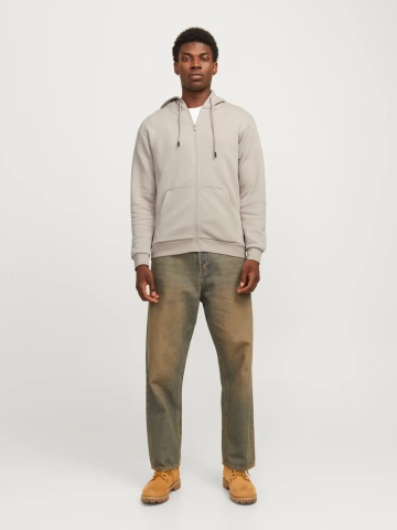Jack & Jones Hanorac barbati, cu fermoar si gluga, Regular fit, JJEBRADLEY, Bej - Img 5