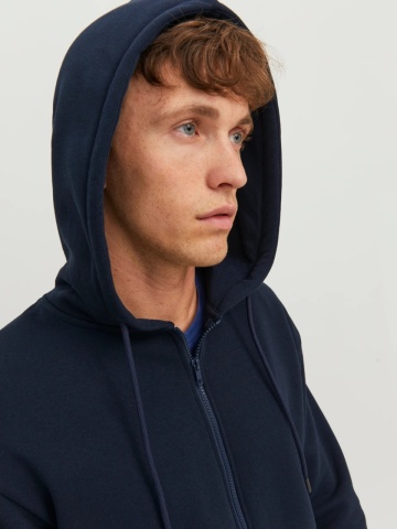 Jack & Jones Hanorac barbati, JJEBRADLEY, cu fermoar si gluga, Regular fit, Bleumarin inchis - Img 4