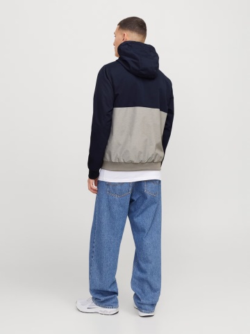 Jack & Jones Jacheta bomber cu gluga, JJERUSH HOOD, Bleumarin inchis/Gri - Img 5