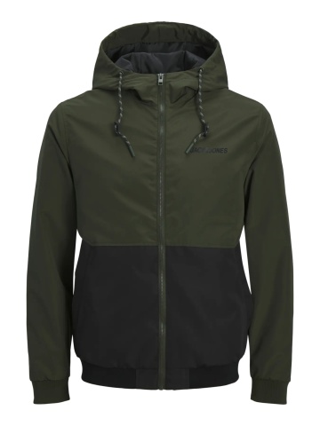 Jack & Jones Jacheta bomber cu gluga, JJERUSH HOOD, Verde inchis/Negru - Img 8