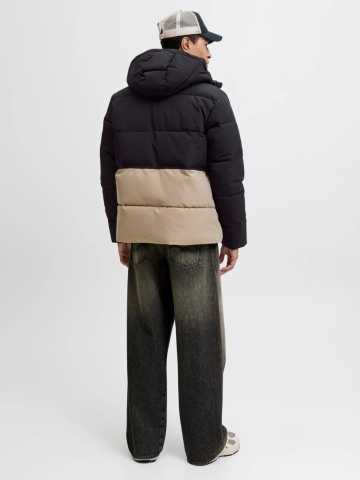 Jack & Jones Jacheta, JJEOWEN PUFFER, barbati, Regular fit, Negru/Crem - Img 7