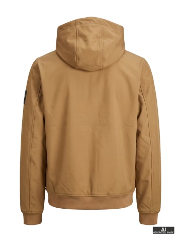 Jack & Jones Jacheta softshell, barbati, cu gluga, Regular fit, JJEBASIC, Maro - Img 9