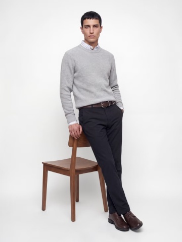 Jack & Jones Pantaloni chino, barbati, cu talie joasa, Slim fit, JPSTMARCO BOWIE, Bleumarin inchis - Img 3