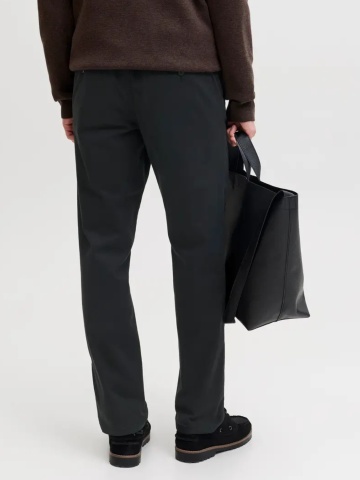 Jack & Jones, Pantaloni chino barbati, cu talie medie, Regular Fit, Jpstollie, Negru - Img 2