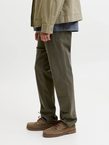 Jack & Jones, Pantaloni chino barbati, cu talie medie, Regular Fit, Jpstollie, Verde inchis - Img 3
