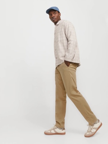 Jack & Jones, Pantaloni chino barbati, cu talie medie, Relaxed Fit, JPSTKANE BARRET, Maro - Img 7