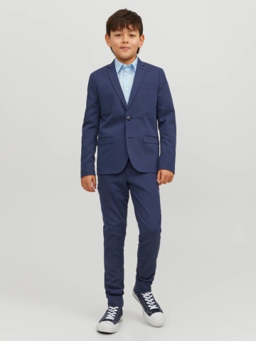 Jack & Jones Pantaloni costum baieti, SOLAR, cu talie medie si croiala Super Slim Fit, Bleumarin - Img 5