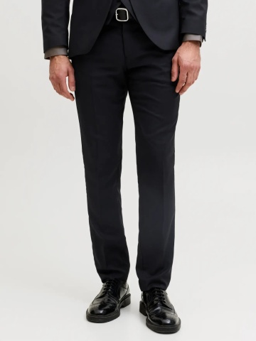 Jack & Jones Pantaloni costum barbati, din amestec de lana, Super Slim, JPRSOLARIS Premium, Negru