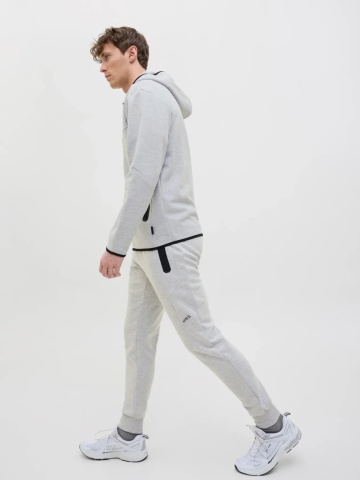Jack & Jones Pantaloni de trening barbati, cu talie medie, Slim fit, JPSTWILL FUSION, Gri deschis - Img 7