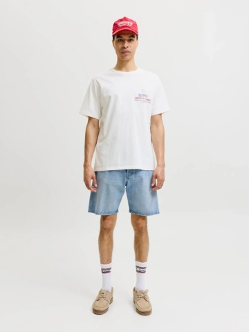 Jack & Jones Pantaloni scurti de blug barbati, JJITONY JJORIGINAL, cu talie inalta, Relaxed Fit, Albastru deschis - Img 5