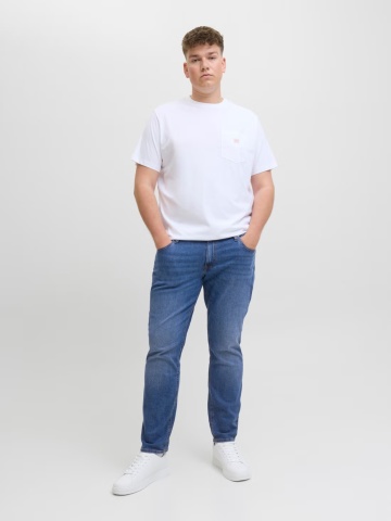 Jack & Jones Plus Blugi Glenn, barbati big sizes, cu talie joasa si croiala Slim Fit, Albastru - Img 6