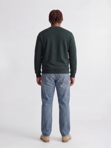 Jack & Jones Plus Bluza barbati big sizes, cu decolteu la baza gatului, Relaxed Fit, JJEBRADLEY, Verde inchis - Img 2