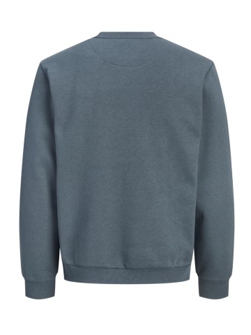 Jack & Jones Plus Bluza barbati big sizes, cu decolteu la baza gatului, Relaxed Fit, JJEBRADLEY, Gri albastrui - Img 9