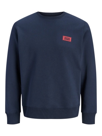 Jack & Jones Plus Bluza barbati big sizes, din amestec de bumbac, JJRUSH, Bleumarin inchis